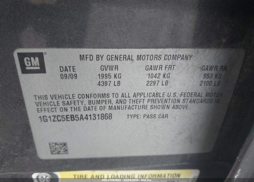 2010 CHEVROLET MALIBU LT VIN: 1G1ZC5EB5A4131868