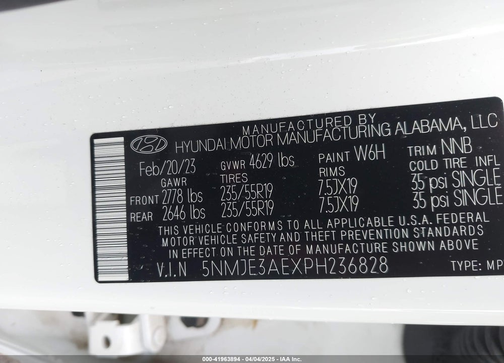 2023 HYUNDAI TUCSON VIN: 5NMJE3AEXPH236828