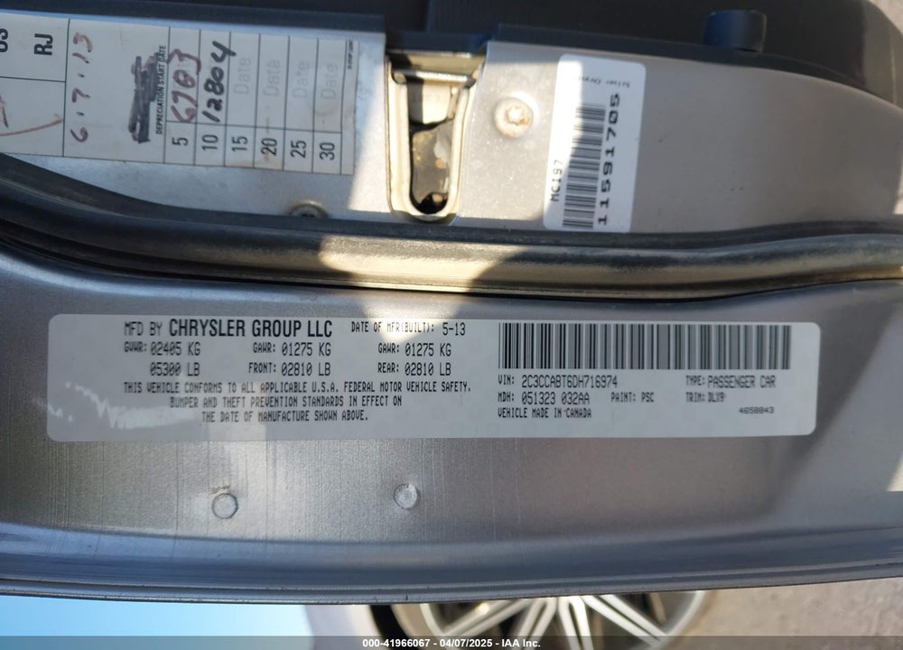2013 CHRYSLER 300 300S VIN: 2C3CCABT6DH716974