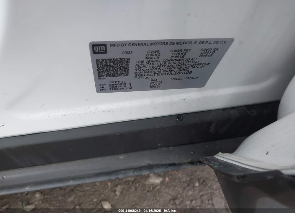 2022 GMC TERRAIN VIN: 3GKALTEV1NL185109