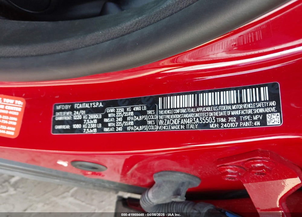 2024 DODGE HORNET VIN: ZACNDFAN4R3A35503