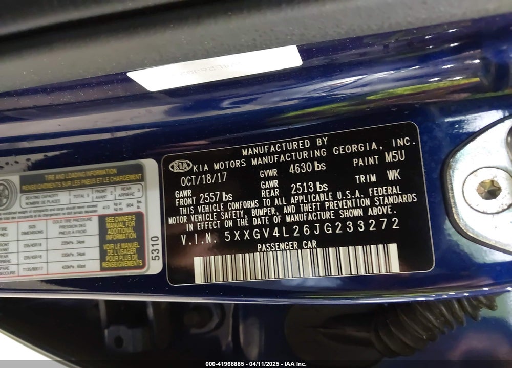 2018 KIA OPTIMA SX TURBO VIN: 5XXGV4L26JG233272