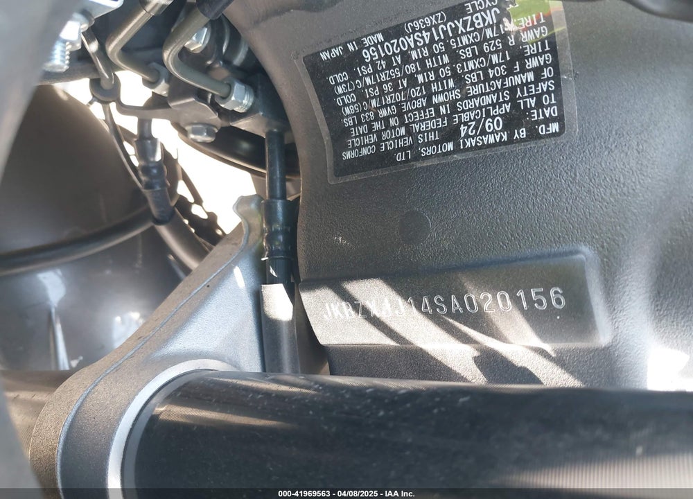 2025 KAWASAKI ZX636 K VIN: JKBZXJJ14SA020156