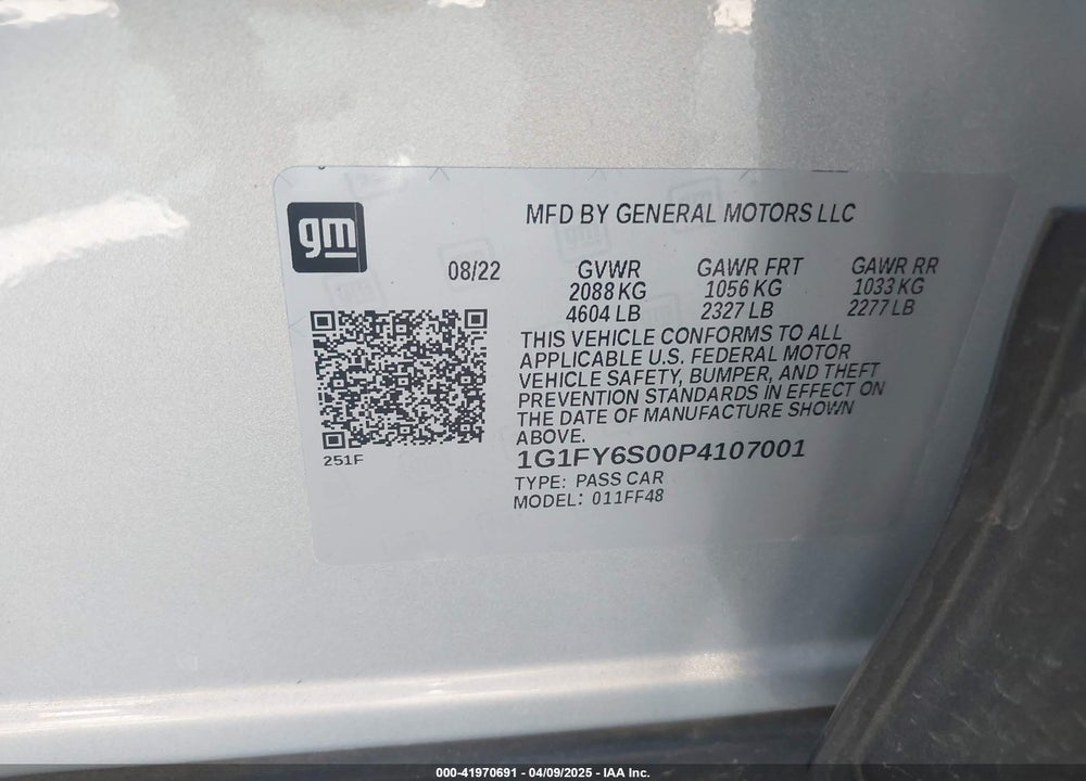 2023 CHEVROLET BOLT EUV VIN: 1G1FY6S00P4107001