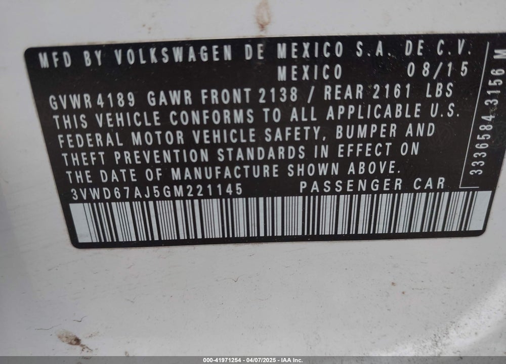 2016 VOLKSWAGEN JETTA 1.4T SE VIN: 3VWD67AJ5GM221145