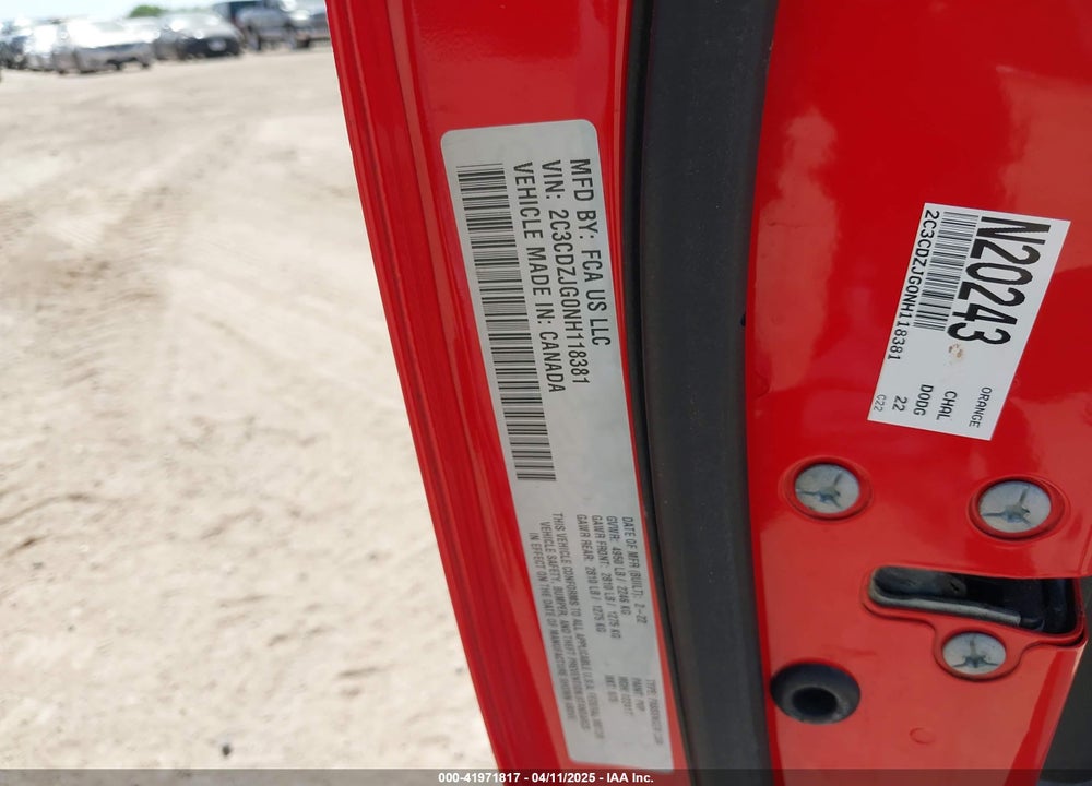 2022 DODGE CHALLENGER GT VIN: 2C3CDZJG0NH118381