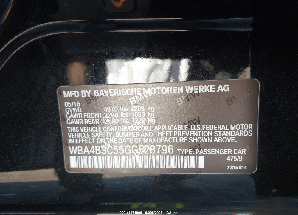 2016 BMW 435 VIN: WBA4B3C55GG528796