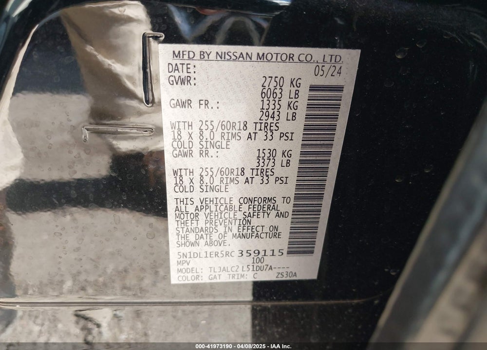 2024 INFINITI QX60 PURE VIN: 5N1DL1ER5RC359115