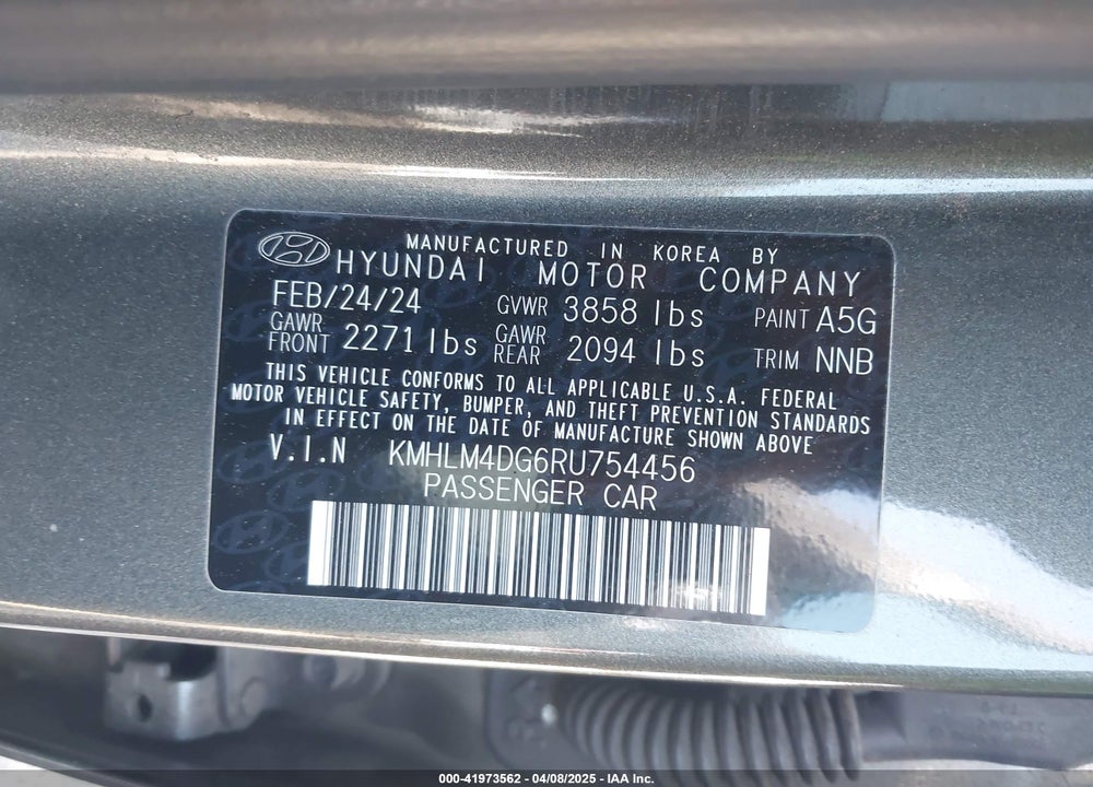 2024 HYUNDAI ELANTRA VIN: KMHLM4DG6RU754456