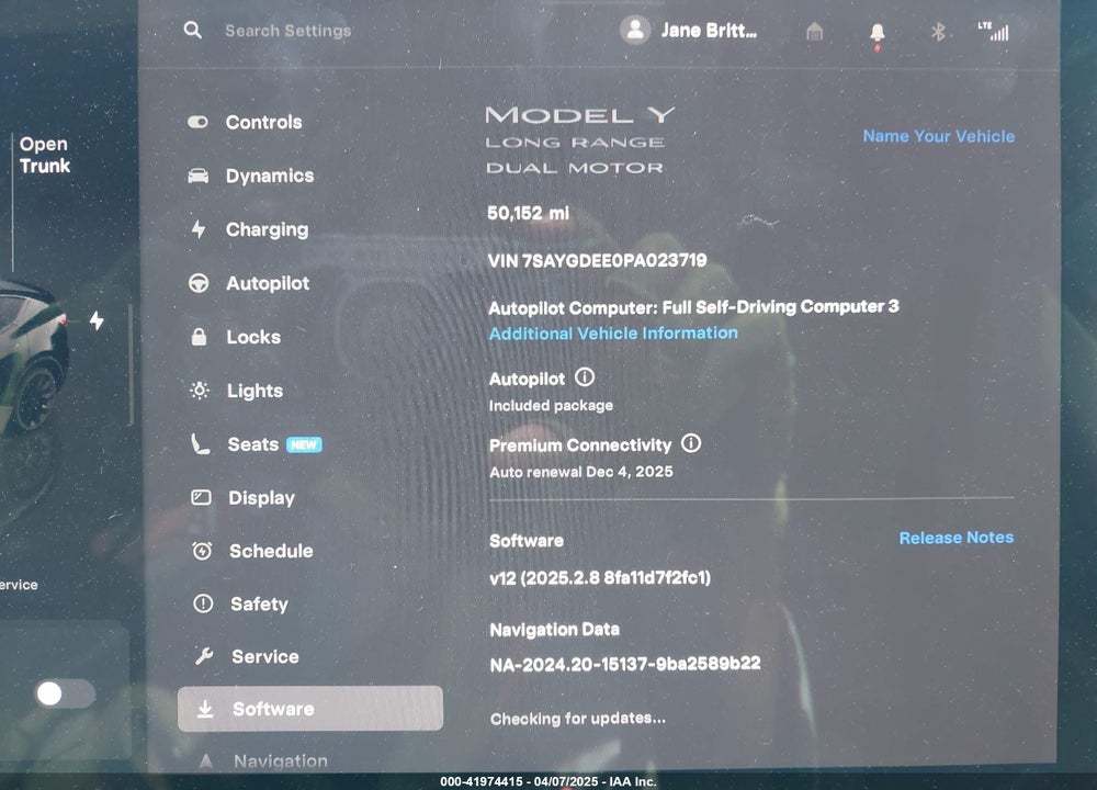2023 TESLA MODEL Y AWD/LONG RANGE DUAL MOTOR ALL-WHEEL DRIVE VIN: 7SAYGDEE0PA023719