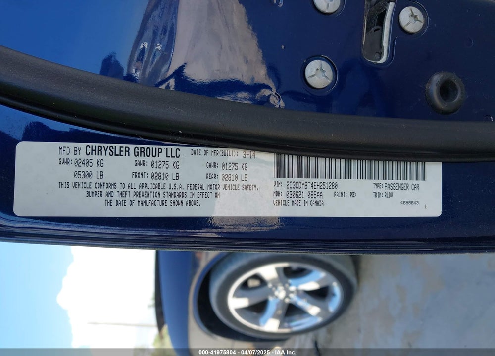 2014 DODGE CHALLENGER VIN: 2C3CDYBT4EH251280