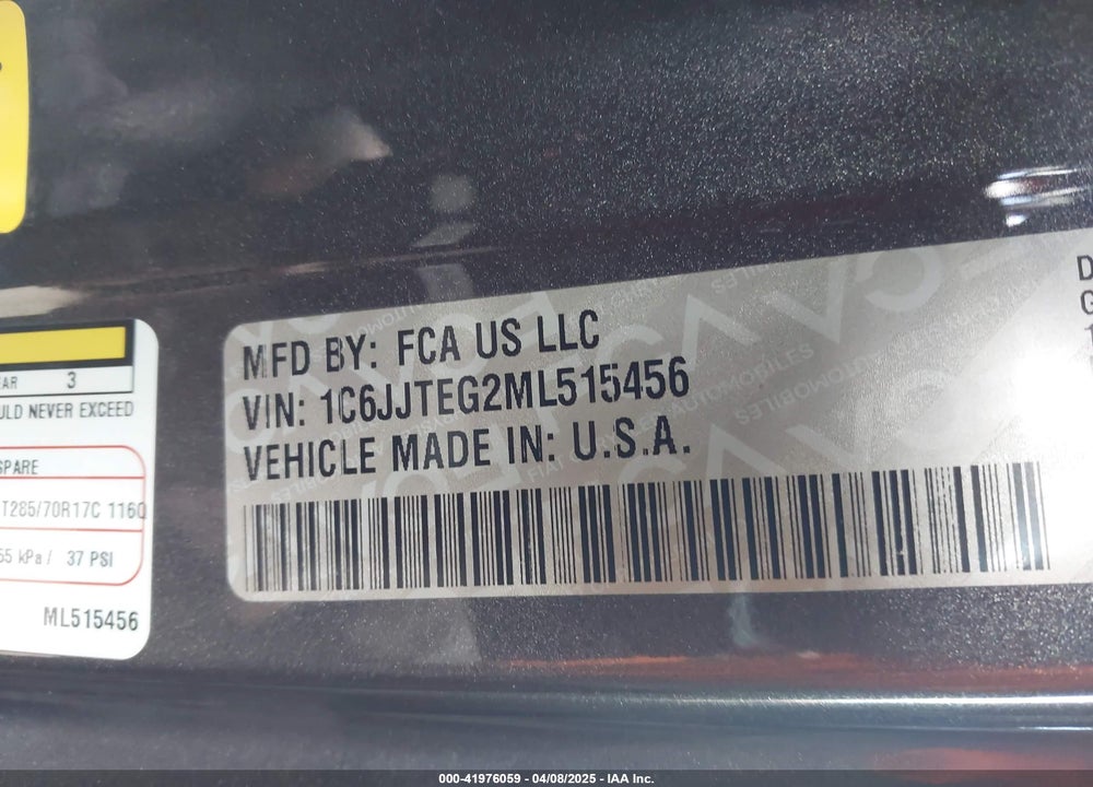 2021 JEEP GLADIATOR MOJAVE 4X4 VIN: 1C6JJTEG2ML515456
