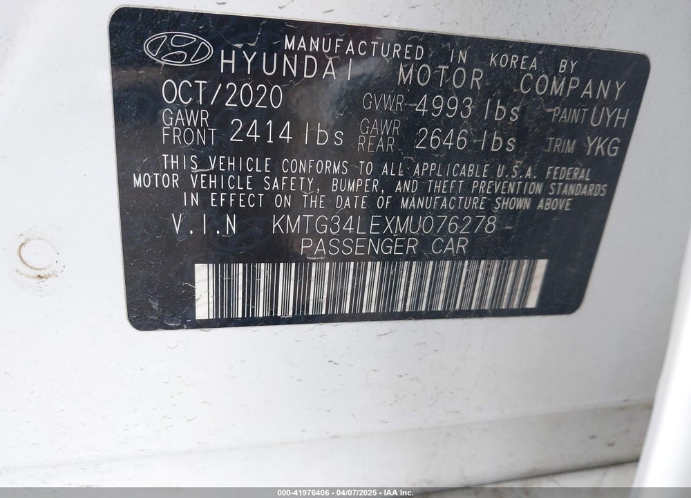 2021 GENESIS G70 3.3T AWD VIN: KMTG34LEXMU076278