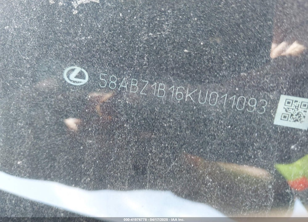 2019 LEXUS ES 350 VIN: 58ABZ1B16KU011093