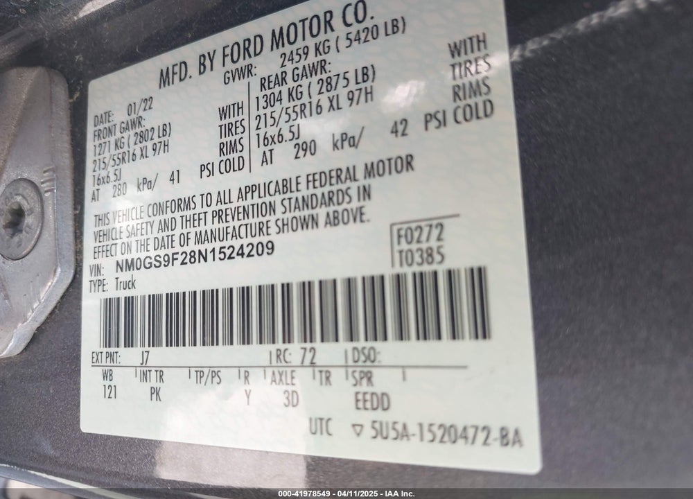 2022 FORD TRANSIT CONNECT XLT PASSENGER WAGON VIN: NM0GS9F28N1524209
