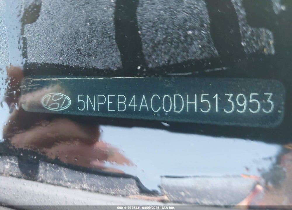 2013 HYUNDAI SONATA VIN: 5NPEB4AC0DH513953