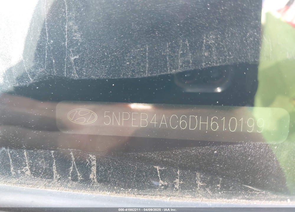 2013 HYUNDAI SONATA VIN: 5NPEB4AC6DH610199
