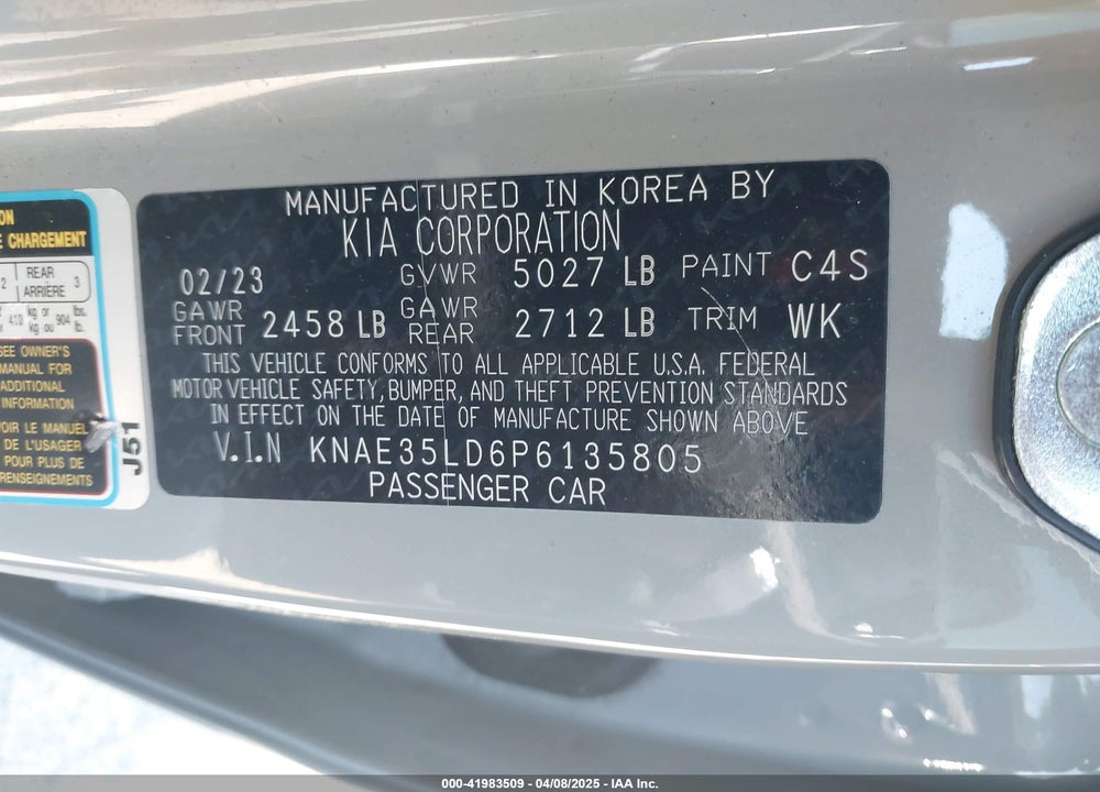 2023 KIA STINGER VIN: KNAE35LD6P6135805