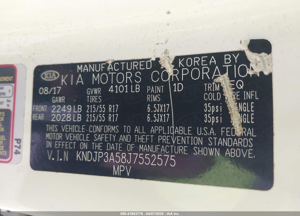 2018 KIA SOUL VIN: KNDJP3A58J7552575