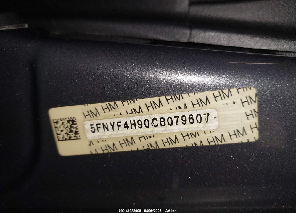 2012 HONDA PILOT TOURING VIN: 5FNYF4H90CB079607