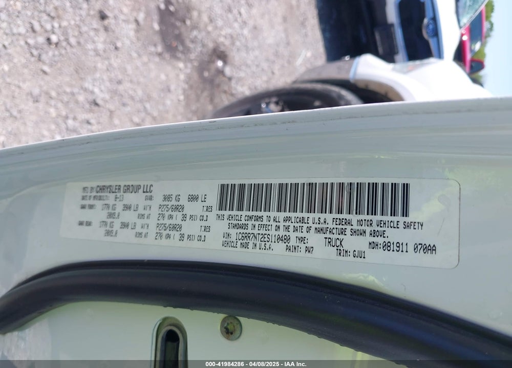 2014 RAM 1500 VIN: 1C6RR7NT2ES110480
