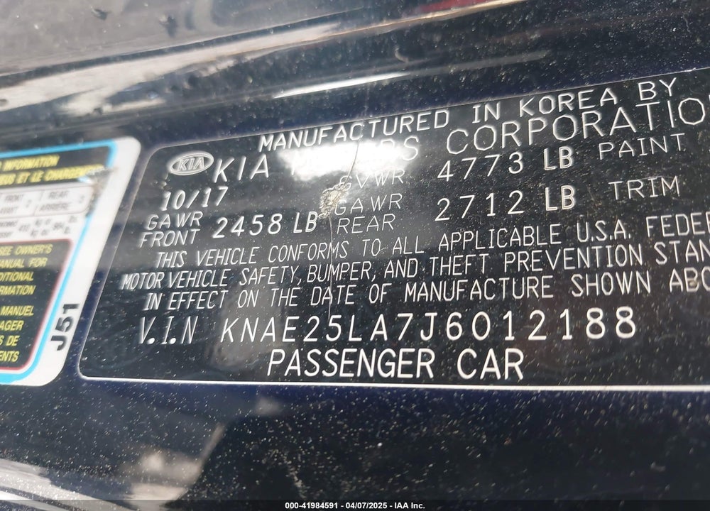 2018 KIA STINGER VIN: KNAE25LA7J6012188