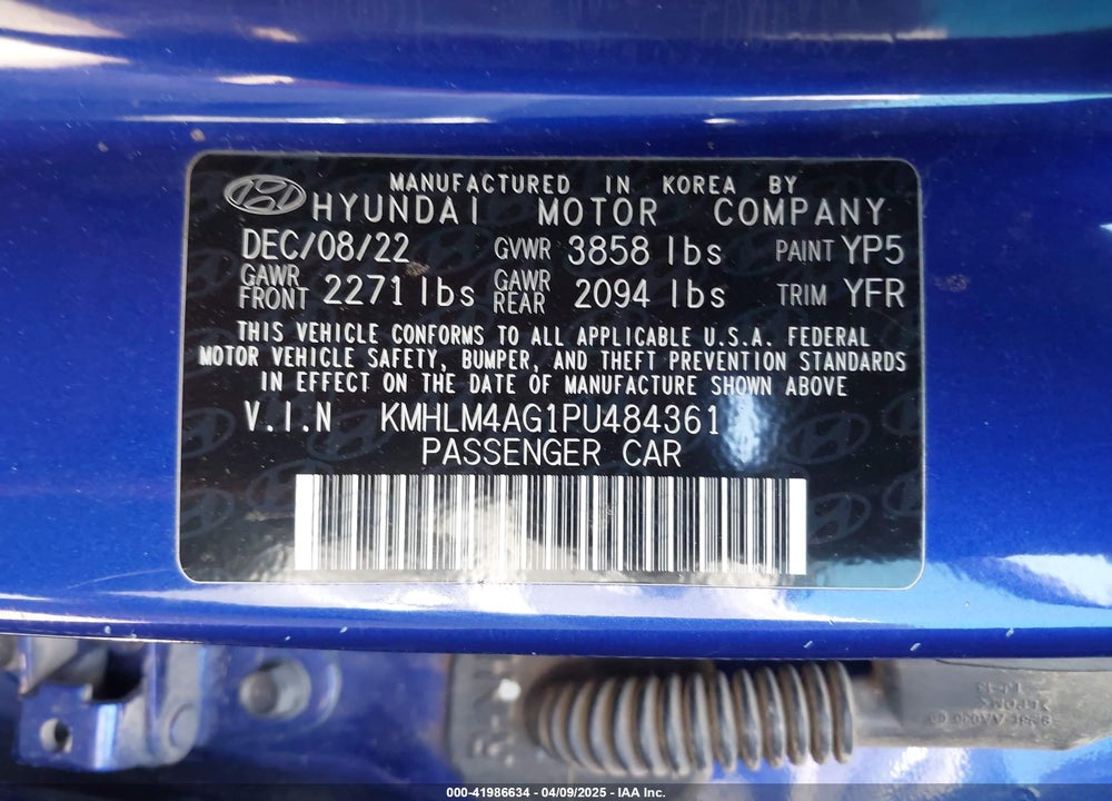 2023 HYUNDAI ELANTRA SEL VIN: KMHLM4AG1PU484361