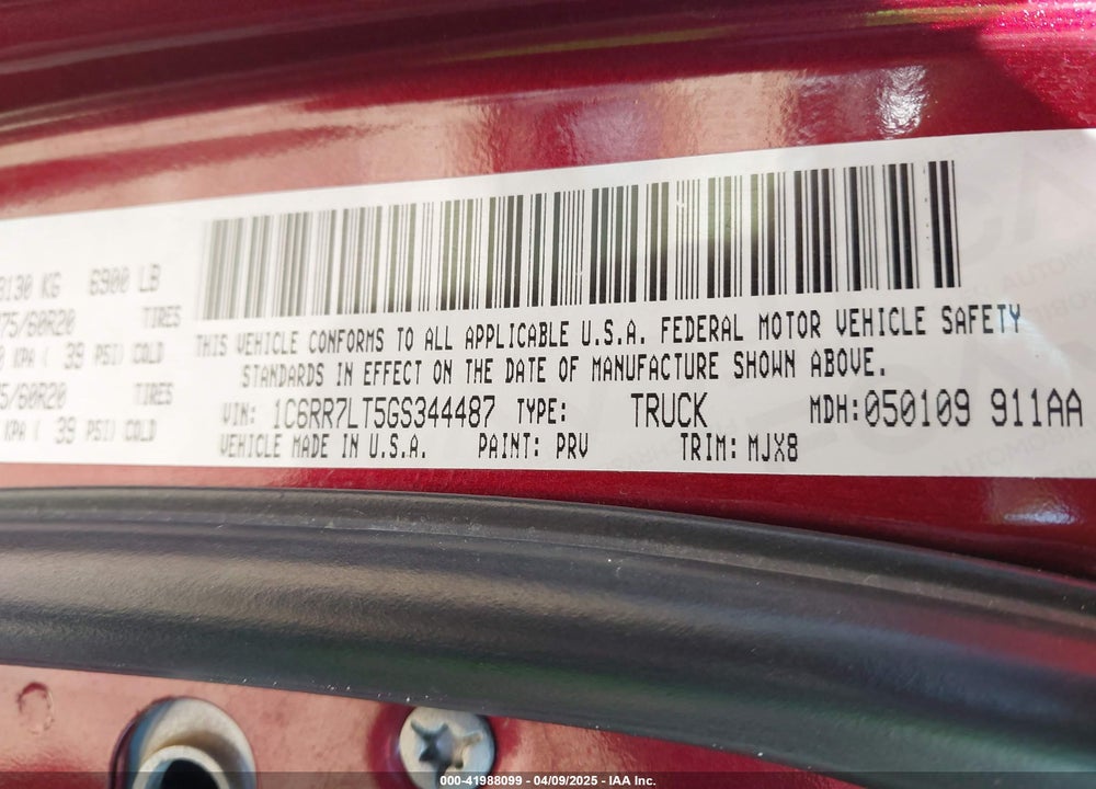 2016 RAM 1500 LONE STAR VIN: 1C6RR7LT5GS344487