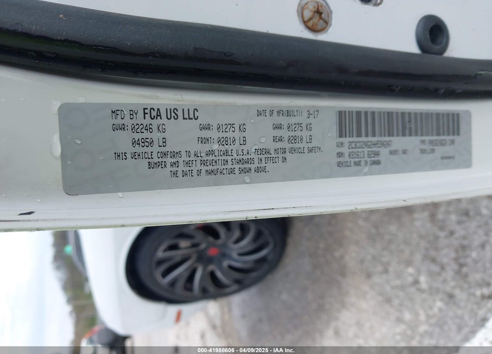 2017 DODGE CHALLENGER VIN: 2C3CDZAG2HH594247