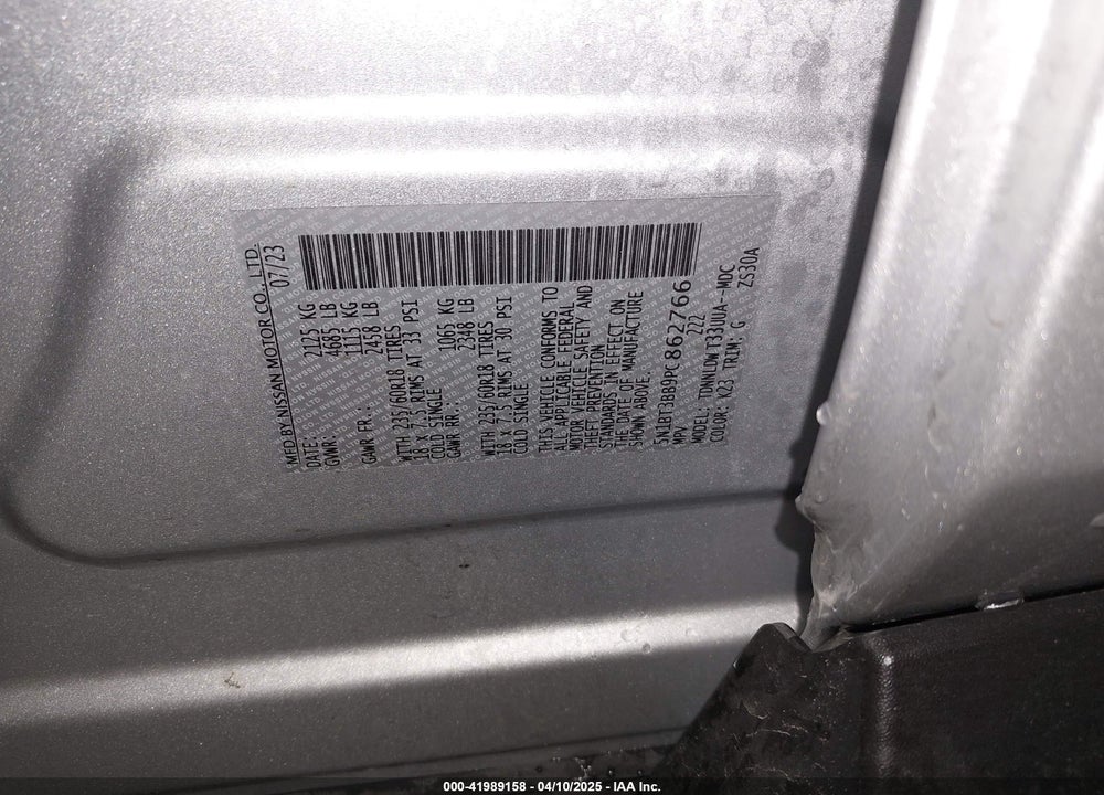 2023 NISSAN ROGUE VIN: 5N1BT3BB9PC862766