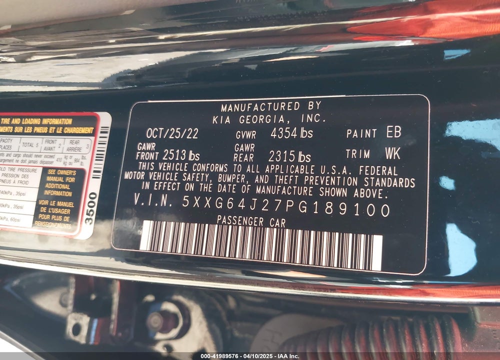 2023 KIA K5 GT LINE VIN: 5XXG64J27PG189100