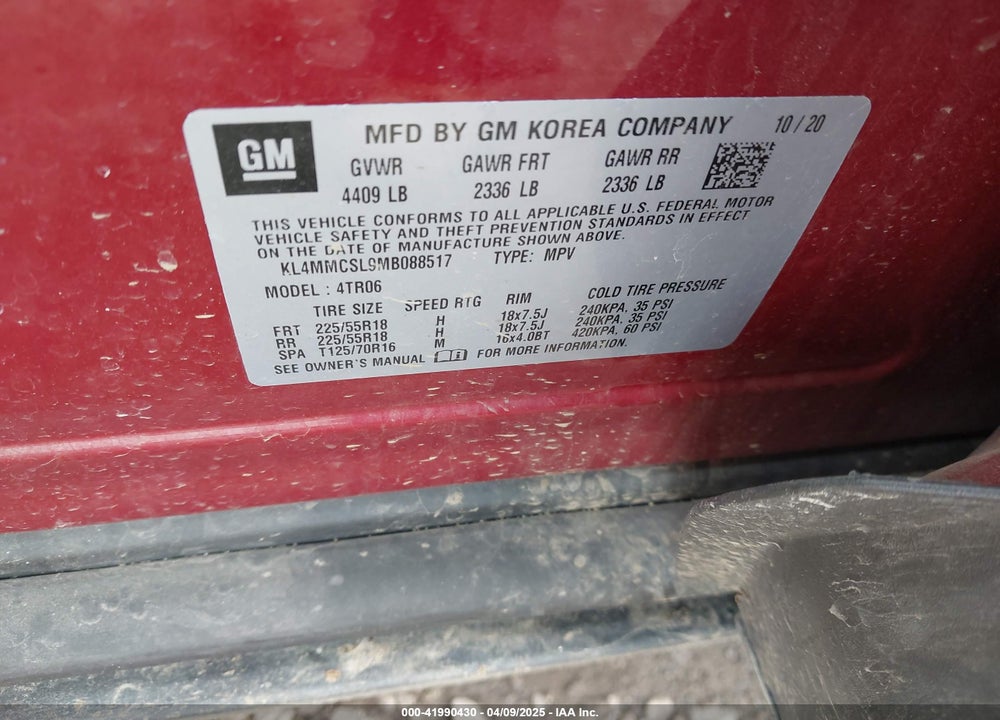 2021 BUICK ENCORE GX VIN: KL4MMCSL9MB088517