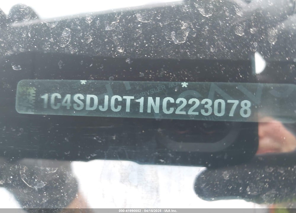 2022 DODGE DURANGO VIN: 1C4SDJCT1NC223078