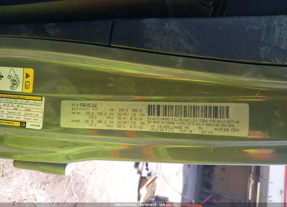 2020 JEEP WRANGLER UNLIMITED VIN: 1C4HJXDG5LW144435