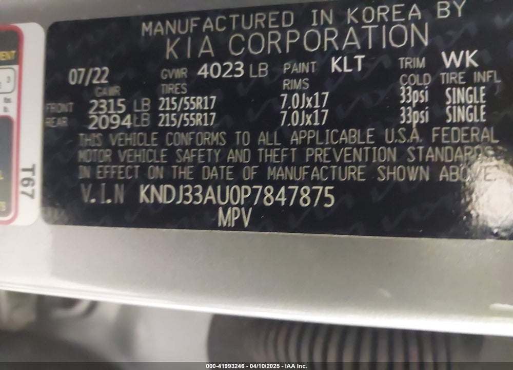 2023 KIA SOUL VIN: KNDJ33AU0P7847875