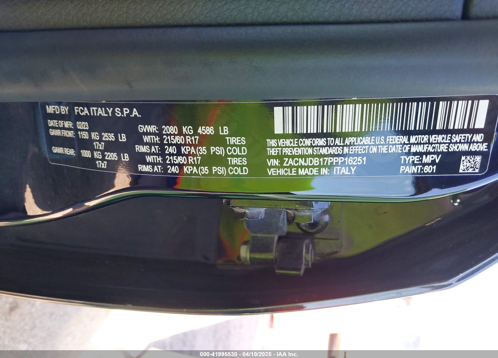2023 JEEP RENEGADE VIN: ZACNJDB17PPP16251