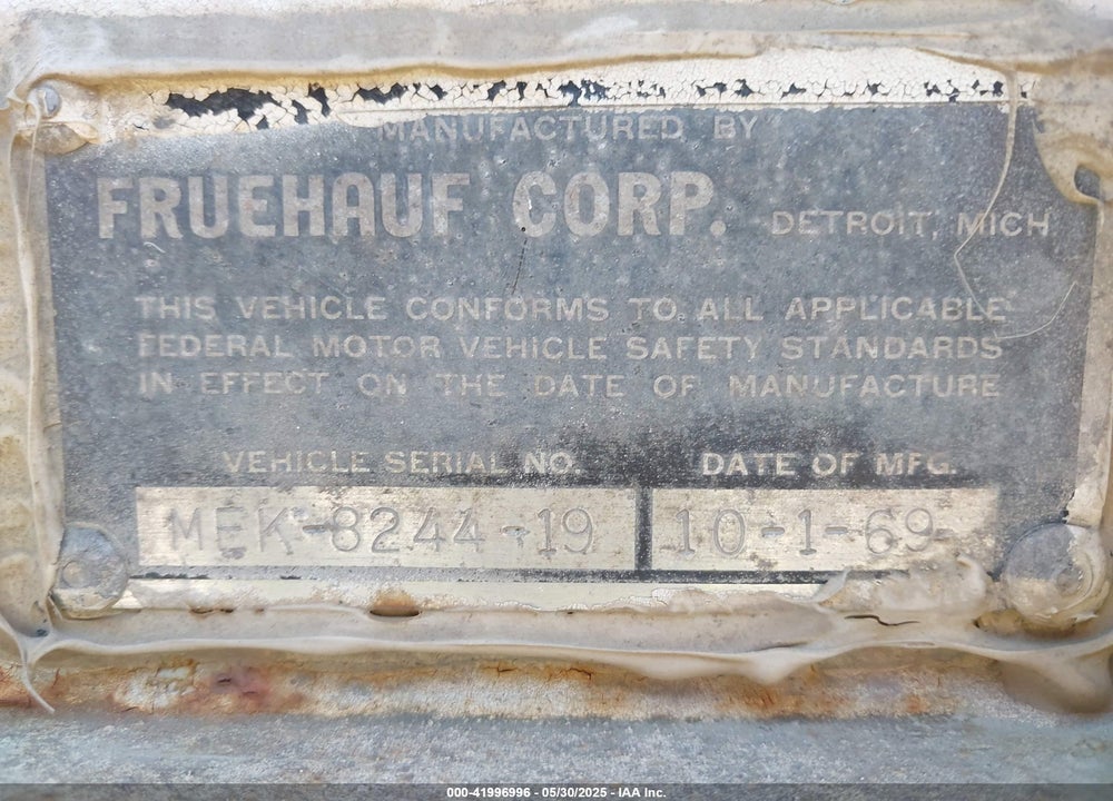 1985 FRUEHAUF SEMI TRAILER VIN: 00000000MEK824419