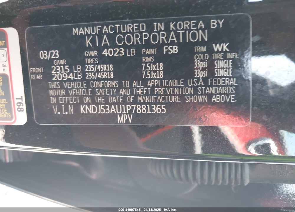 2023 KIA SOUL GT LINE VIN: KNDJ53AU1P7881365