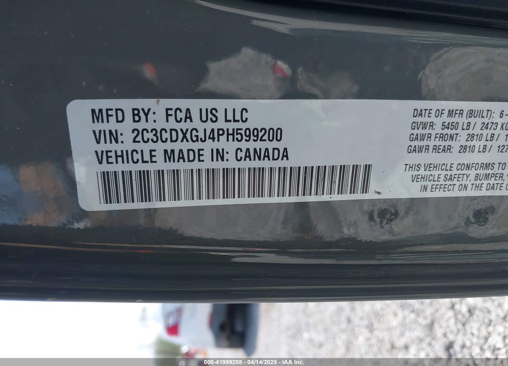 2023 DODGE CHARGER SCAT PACK VIN: 2C3CDXGJ4PH599200