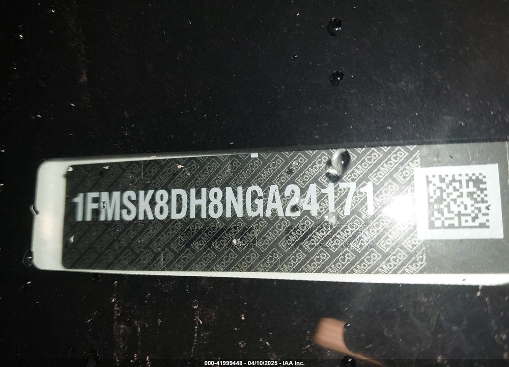 2022 FORD EXPLORER VIN: 1FMSK8DH8NGA24171