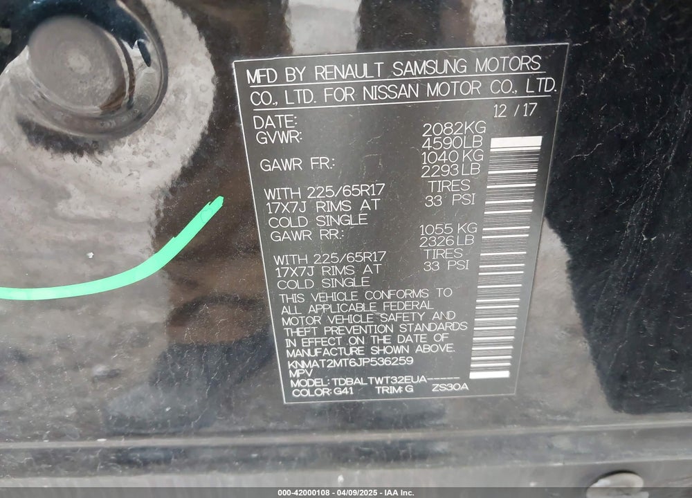 2018 NISSAN ROGUE VIN: KNMAT2MT6JP536259