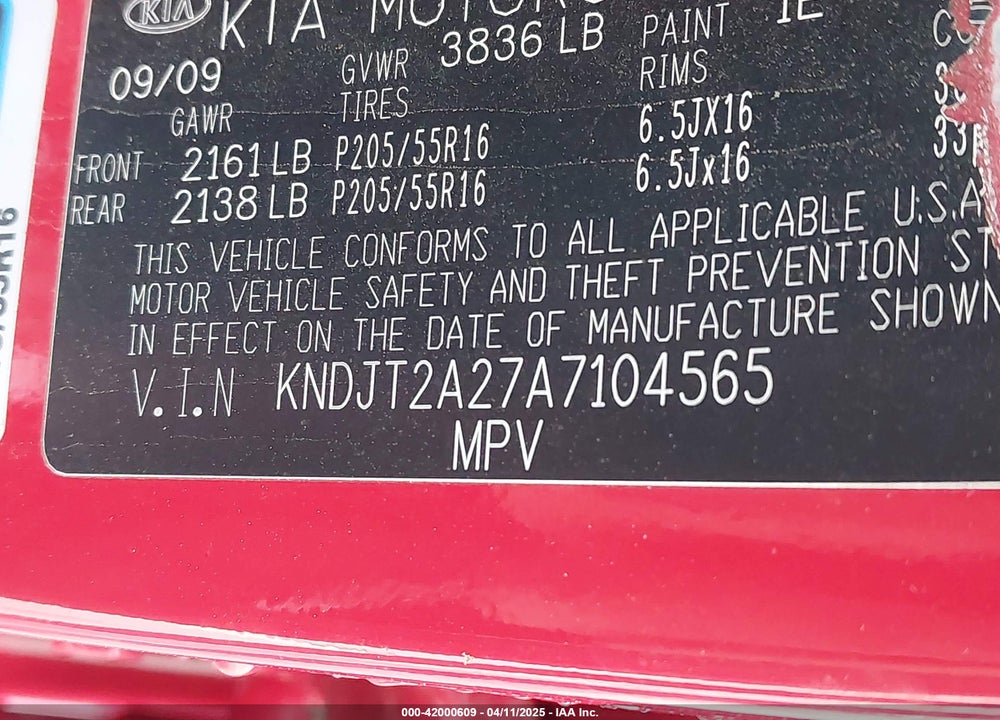 2010 KIA SOUL VIN: KNDJT2A27A7104565