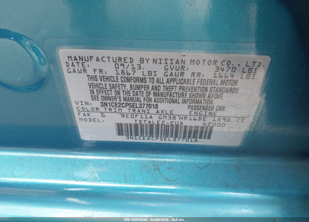 2014 NISSAN VERSA NOTE VIN: 3N1CE2CP5EL377018