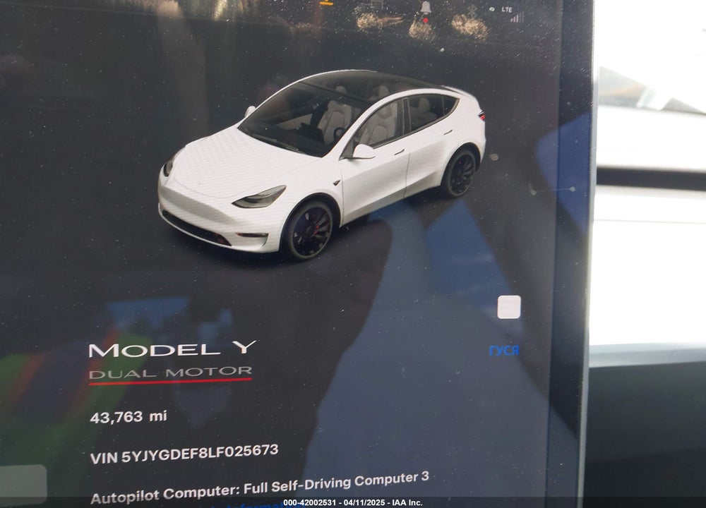 2020 TESLA MODEL Y VIN: 5YJYGDEF8LF025673