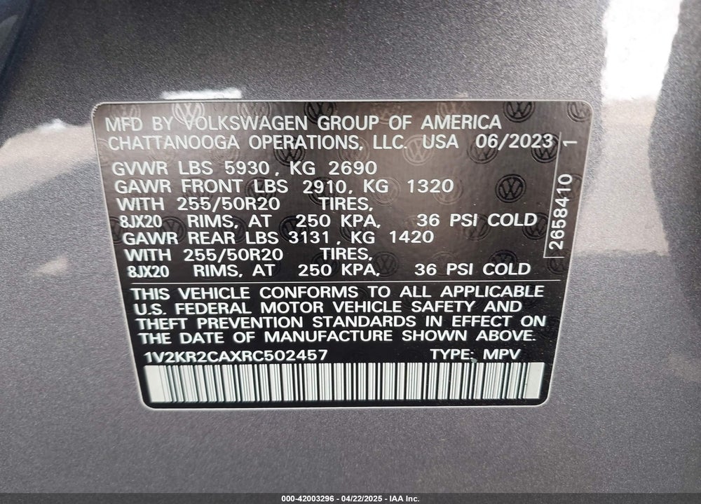 2024 VOLKSWAGEN ATLAS 2.0T SE W/TECHNOLOGY VIN: 1V2KR2CAXRC502457