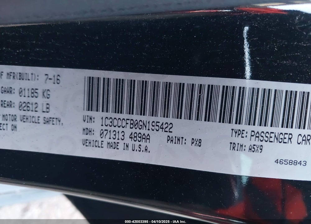 2016 CHRYSLER 200 TOURING VIN: 1C3CCCFB0GN195422