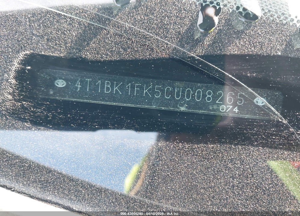 2012 TOYOTA CAMRY VIN: 4T1BK1FK5CU008265