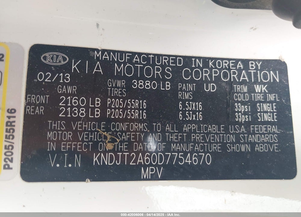 2013 KIA SOUL VIN: KNDJT2A60D7754670