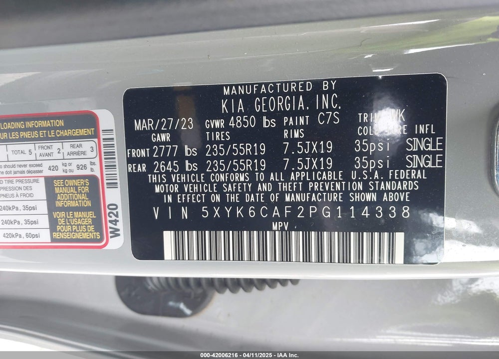 2023 KIA SPORTAGE VIN: 5XYK6CAF2PG114338