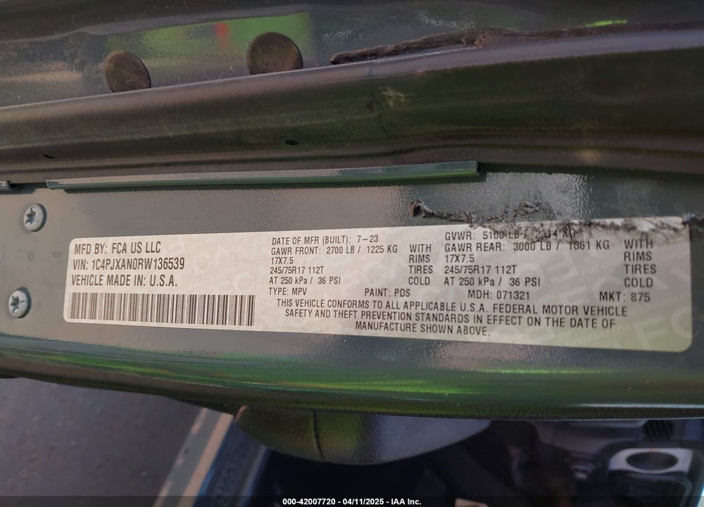 2024 JEEP WRANGLER / VIN: 1C4PJXAN0RW136539